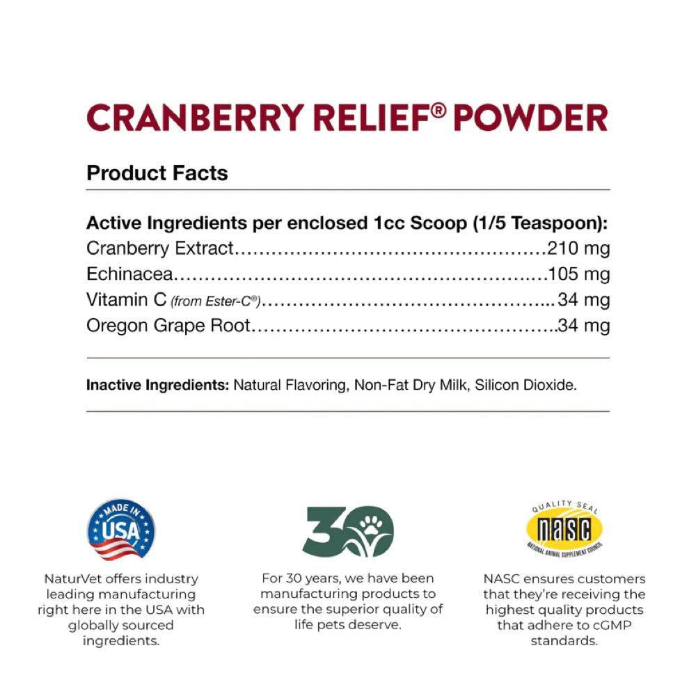 15% OFF: NaturVet Cranberry Relief? Plus Echinacea Powder Supplement For Dogs & Cats 50g