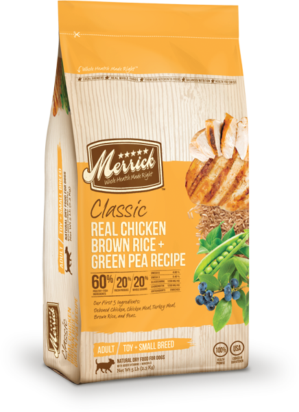 "Merrick Classic Adult Real Chicken, Brown Rice & Green Pea Dry Dog Food 5lb"