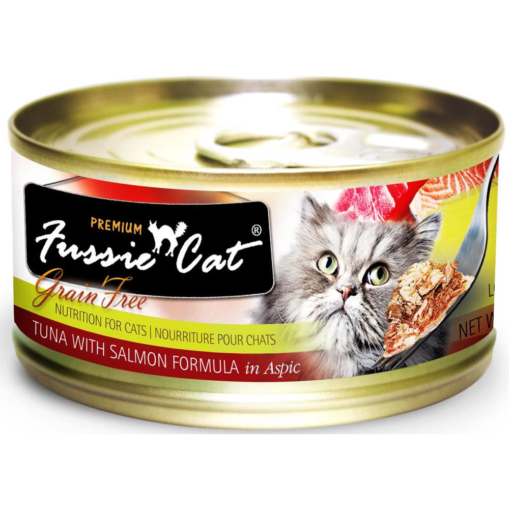 Fussie Cat Premium Tuna With Salmon In Aspic Grain-Free Canned Cat Food 80g