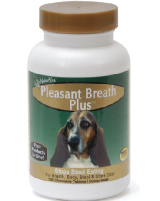 NaturVet 4 in 1 Pleasant Breath Plus Stops Stool Eating Supplement 150 tab