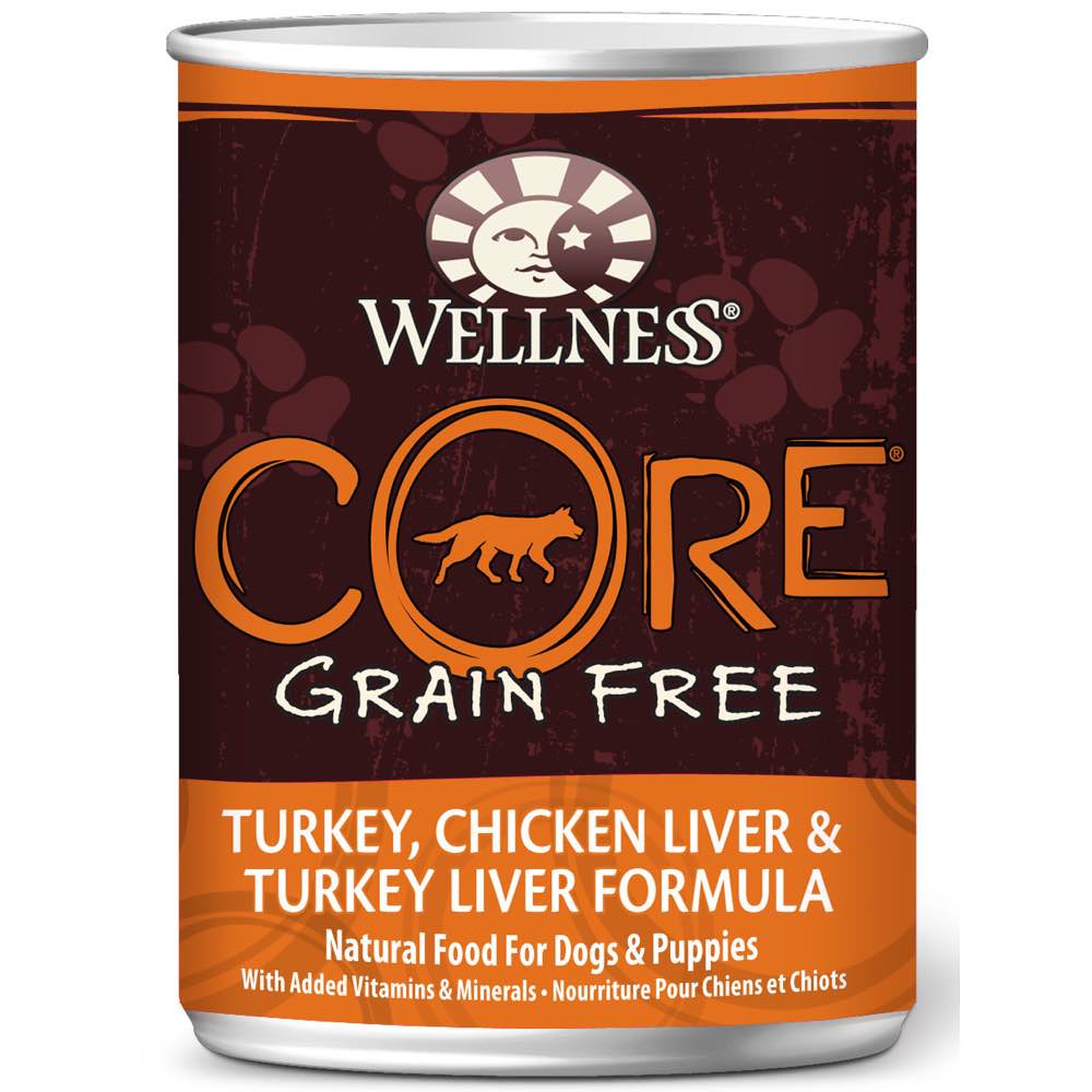 "Wellness CORE Grain-Free Turkey, Chicken Liver & Turkey Liver Canned Dog Food 354g"