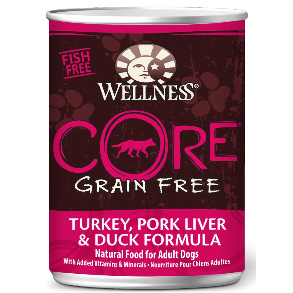 "Wellness CORE Grain-Free Turkey, Pork Liver & Duck Canned Dog Food 354g"