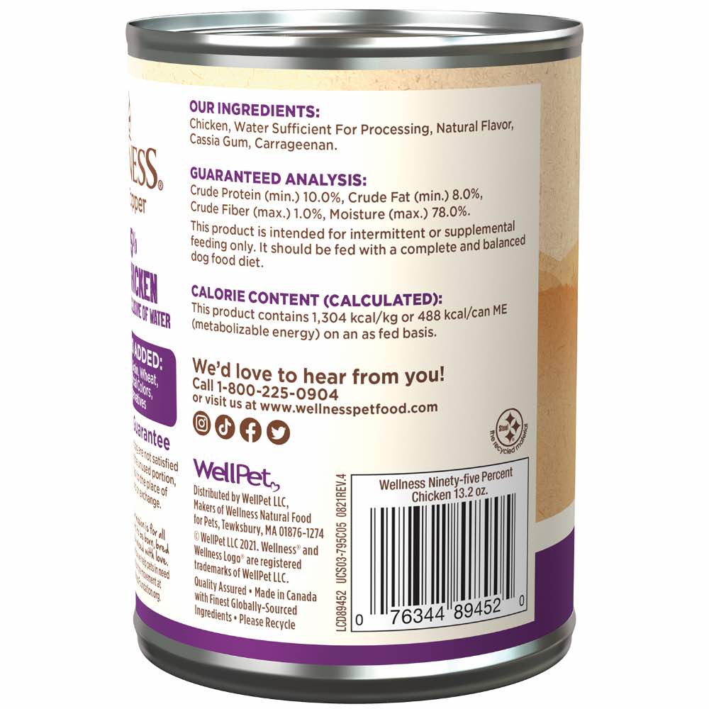 Wellness 95% Chicken Grain-Free Canned Dog Food 374g