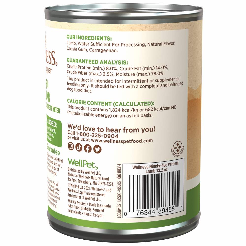 Wellness 95% Lamb Grain-Free Canned Dog Food 374g
